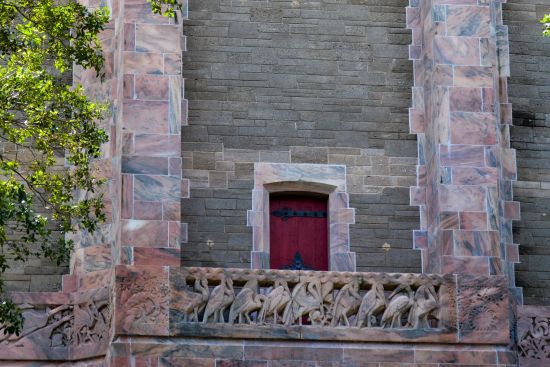 Red door balcony at Bok Tower, Florida.