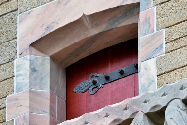 Red door, Bok Tower, Florida.