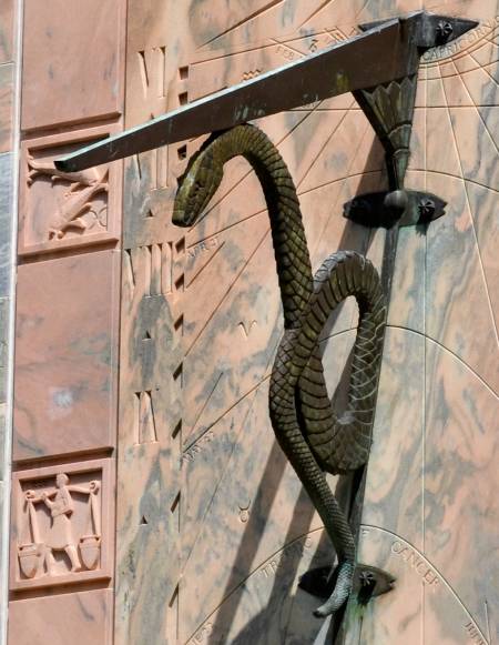 Bronze gnomon, Great Sundial, Bok Tower, Florida.