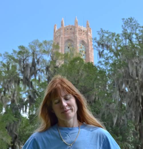 Lisa, with Bok Tower in the background.