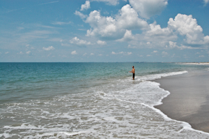 Sean O'Hare fishing out near the tip of the Cape, Cape Canaveral Air Force Station.