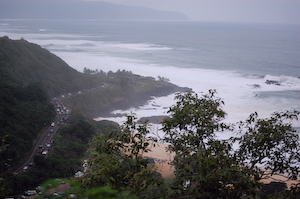 The view from the heiau up above Waimea Bay.